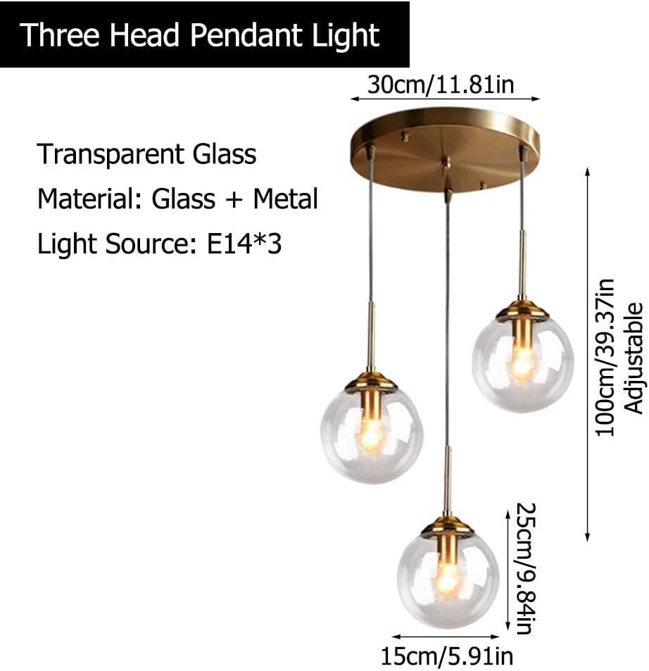 Thumbnail 6 de Wylolik – suspension 3 têtes en verre clair, éclairage minimaliste et hauteur réglable