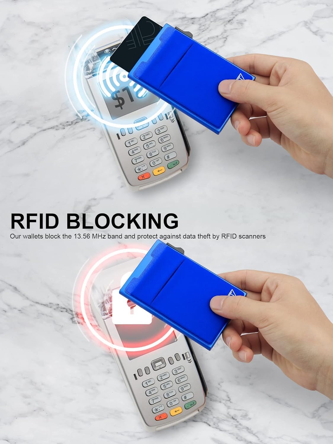Thumbnail 2 de TOYFID schlanke Herren-Geldbörse mit RFID-Blocker und Kartenfach für 6 Karten (blau)