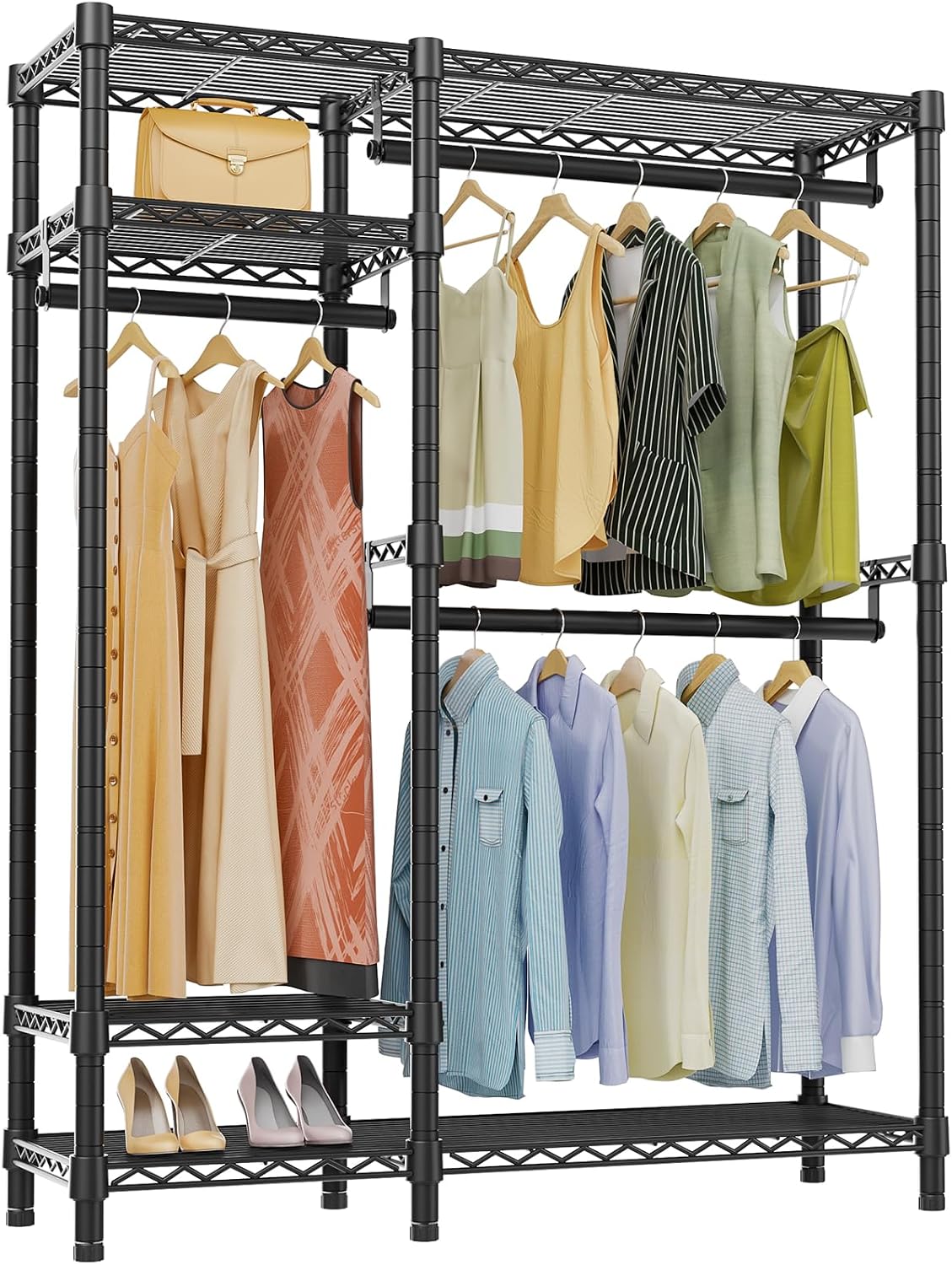 Detalle de VIPEK V2S Garment Rack with 4 Adjustable Shelves and 3 Hanging Rods