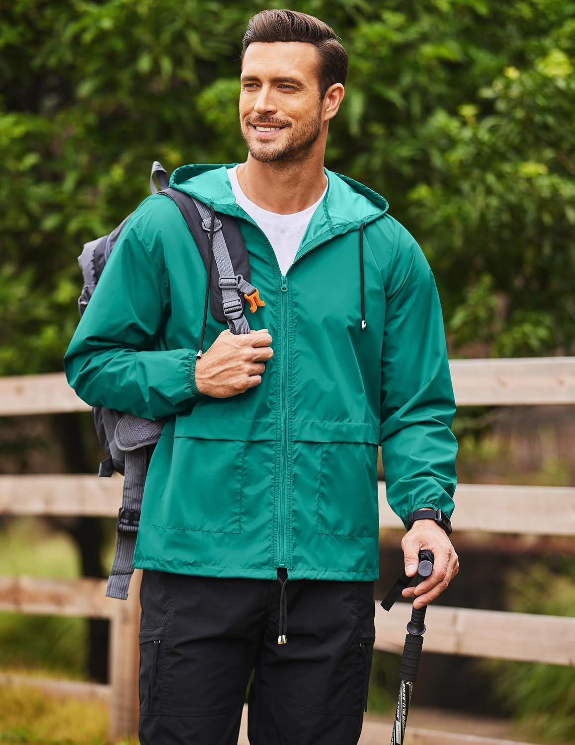 Detalle de COOFANDY Mens Packable Rain Jacket waterproof jacket 🌧