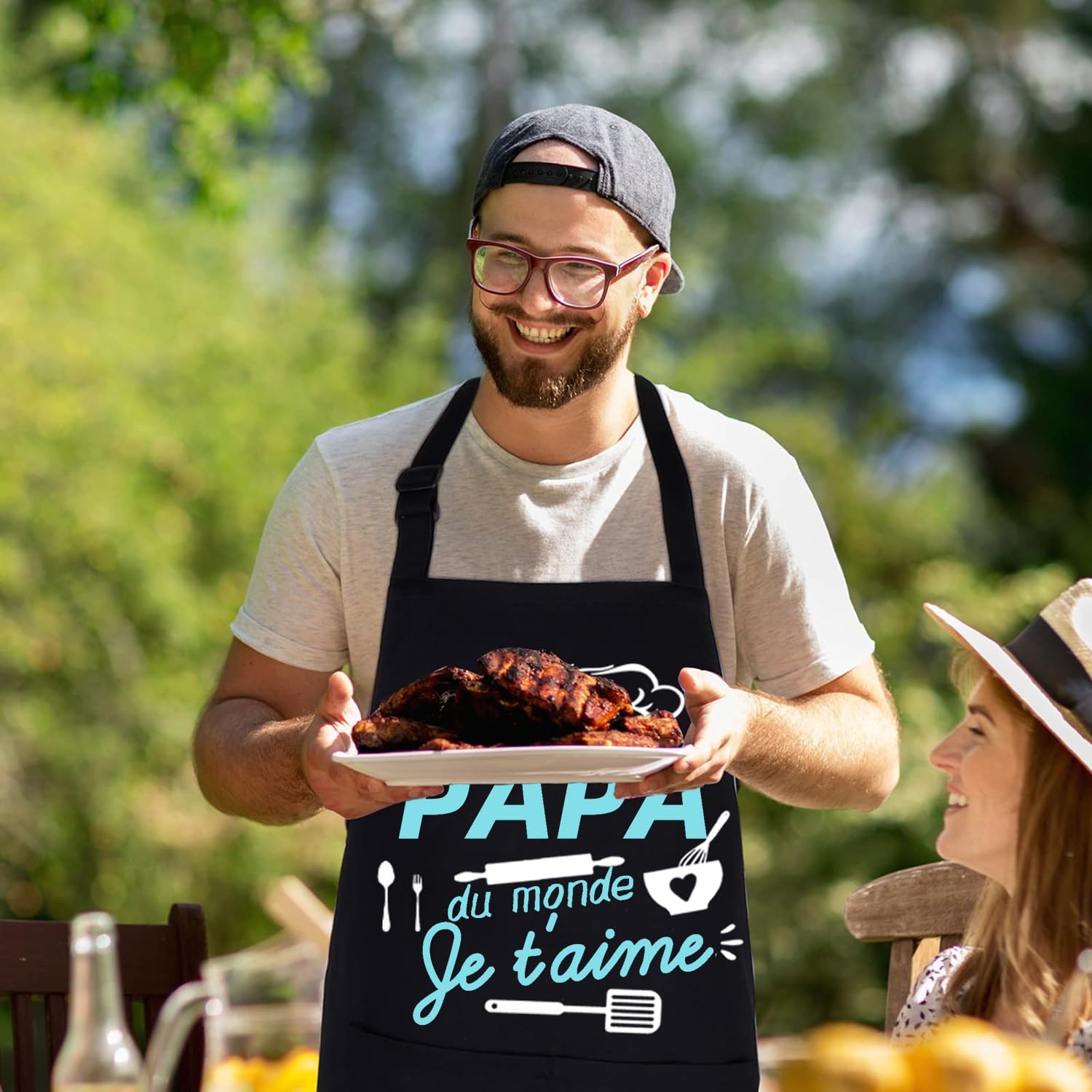 Thumbnail 5 de Jbniuay Cadeau fête des mères – Tablier cuisine à trois poches, réglable et élégant
