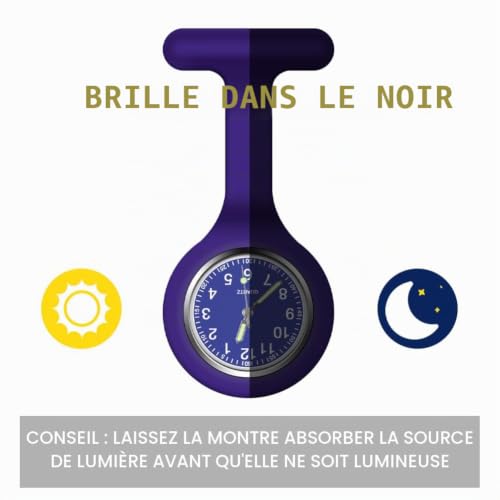 Detalle de Vicloon Montre à Gousset d'infirmière – lot de 3 broches en silicone