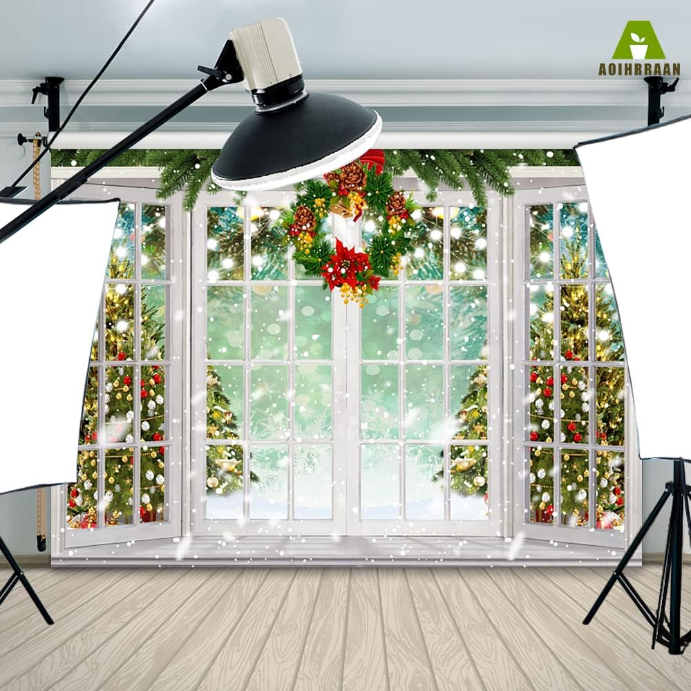 Detalle 2 de Aoihrraan 2,7×1,8 m Weihnachts-Fotohintergrund 🎄