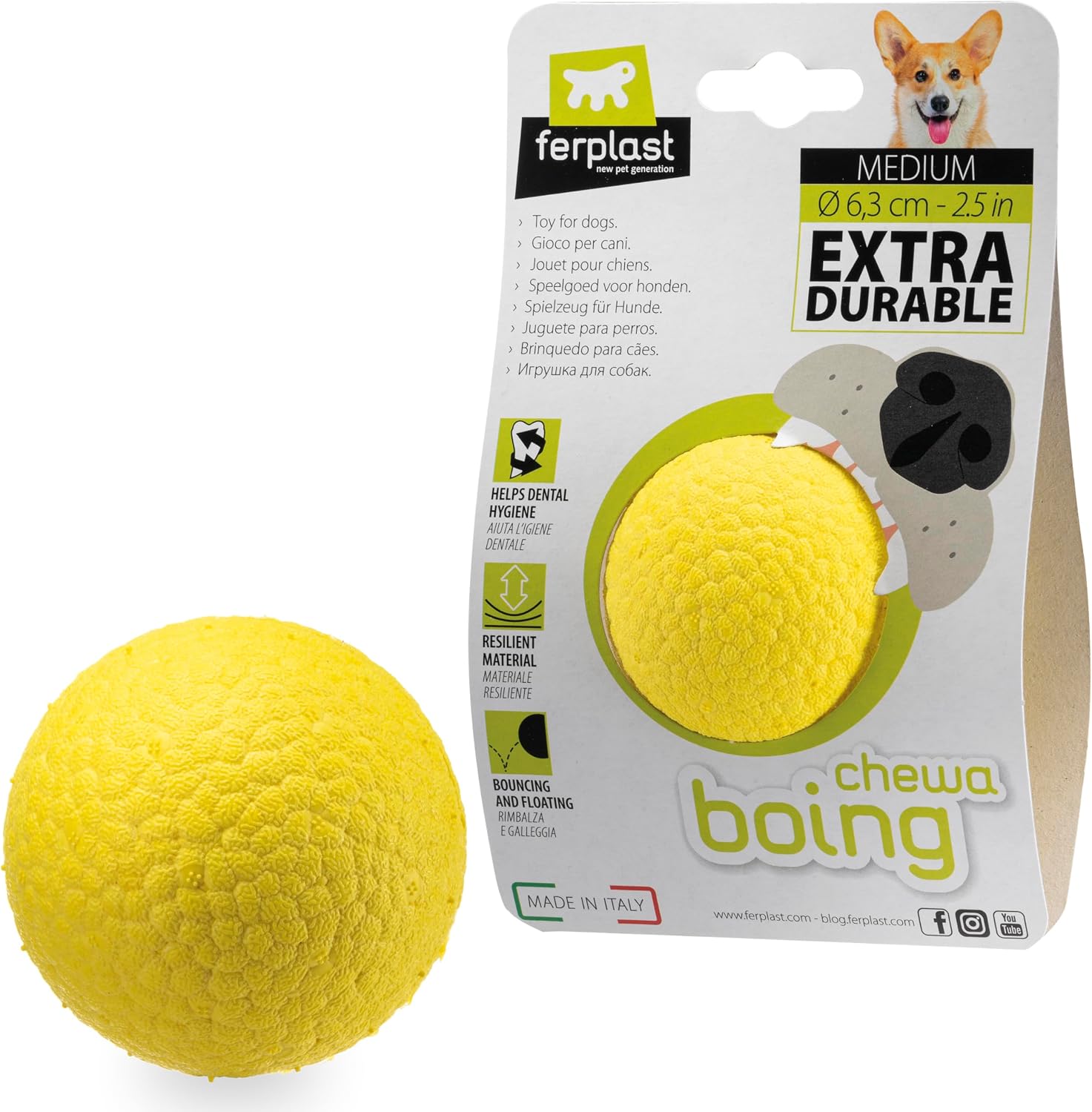 Thumbnail 6 de Ferplast CHEWA Boing Ball Dog Toy (Size L) – Super Bouncing & Floating Chew-Resistant Ball