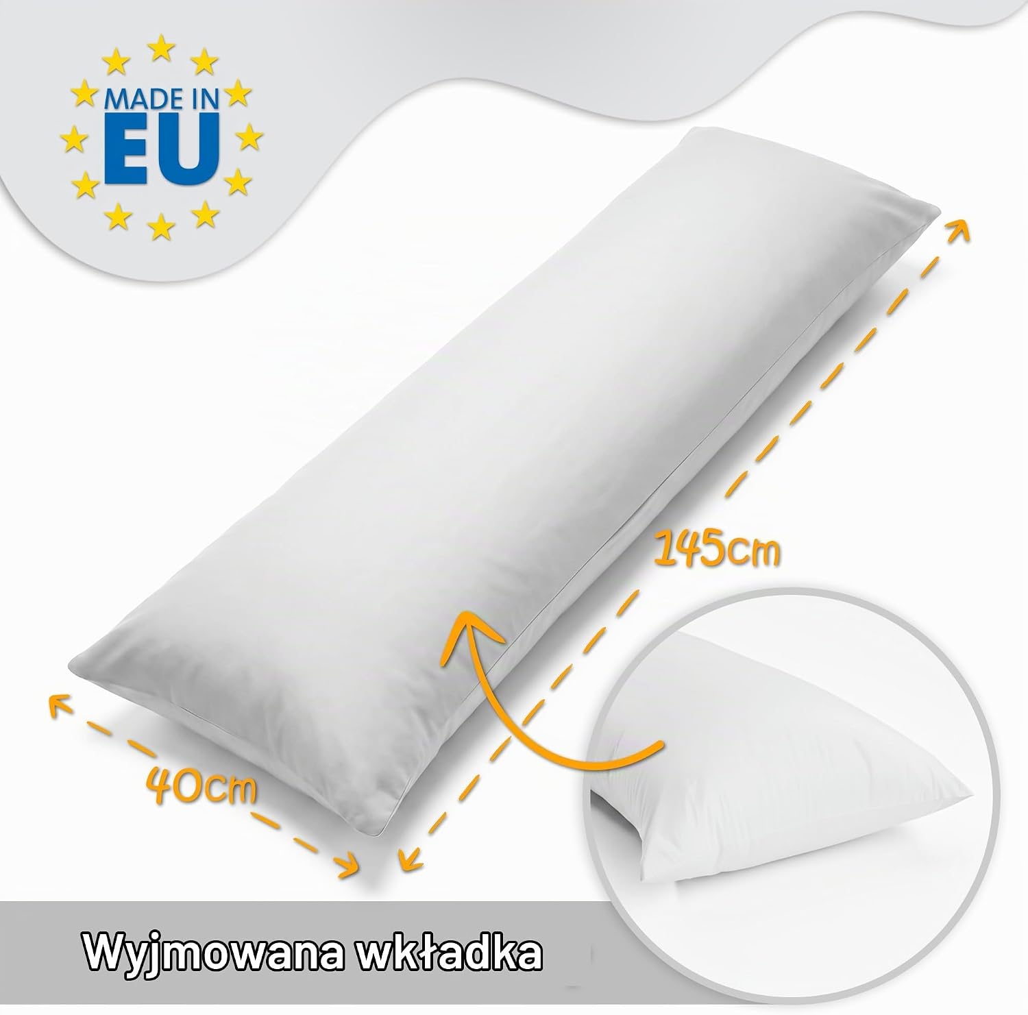 Detalle 2 de Totsy Baby poduszka do spania na boku 40 × 145 cm, musztardowa, z poszewką
