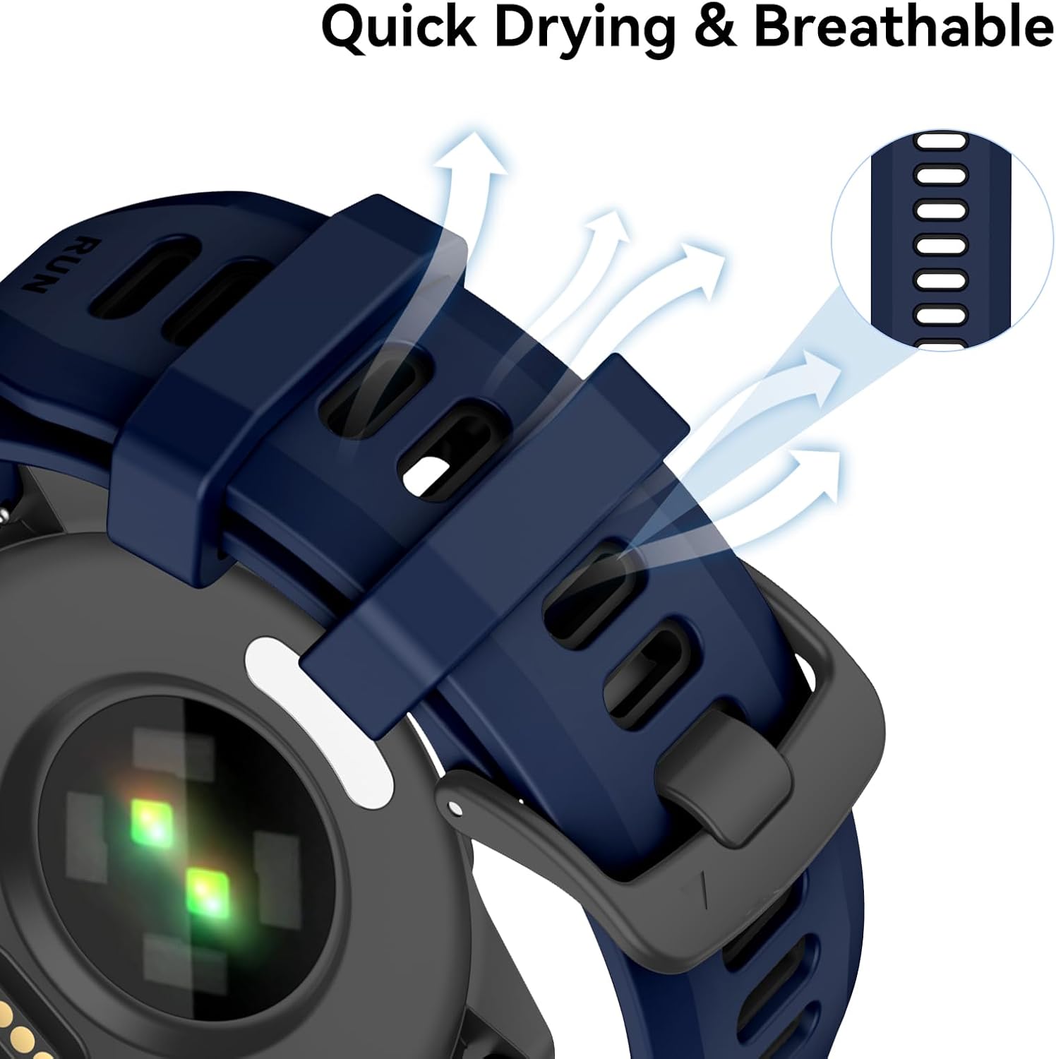 Detalle de OVERSTEP 22mm Silicone Quick Release Waterproof Sport Strap for Garmin, Coros and More