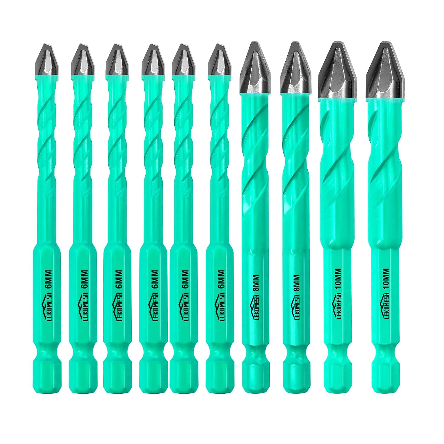 Thumbnail 6 de LEKOMESH Masonry Drill Bits Set – 10-Piece Triangle Shank (5mm, 6mm, 8mm, 10mm, 12mm)