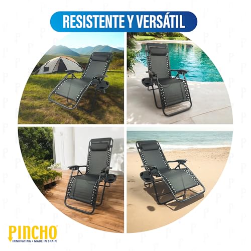 Thumbnail 6 de Pincho Tumbona Exterior de Gravedad Cero – Pack 2, Sillas Reclínables o Hamacas para Playa, Terraza y Camping (Negro)