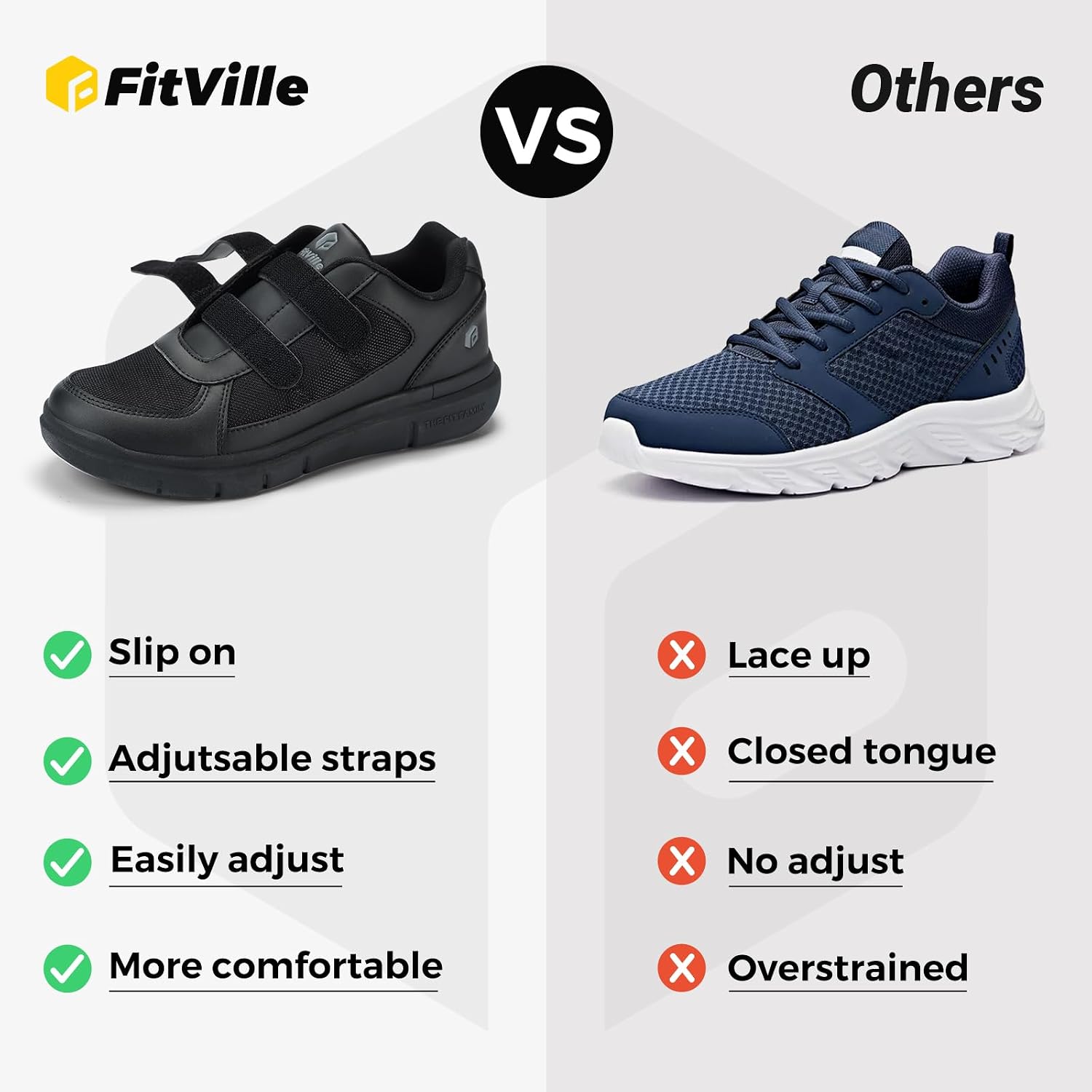 Thumbnail 6 de FitVille Men's Diabetic Shoes: Extra Wide, Neuropathy Relief with Adjustable Straps