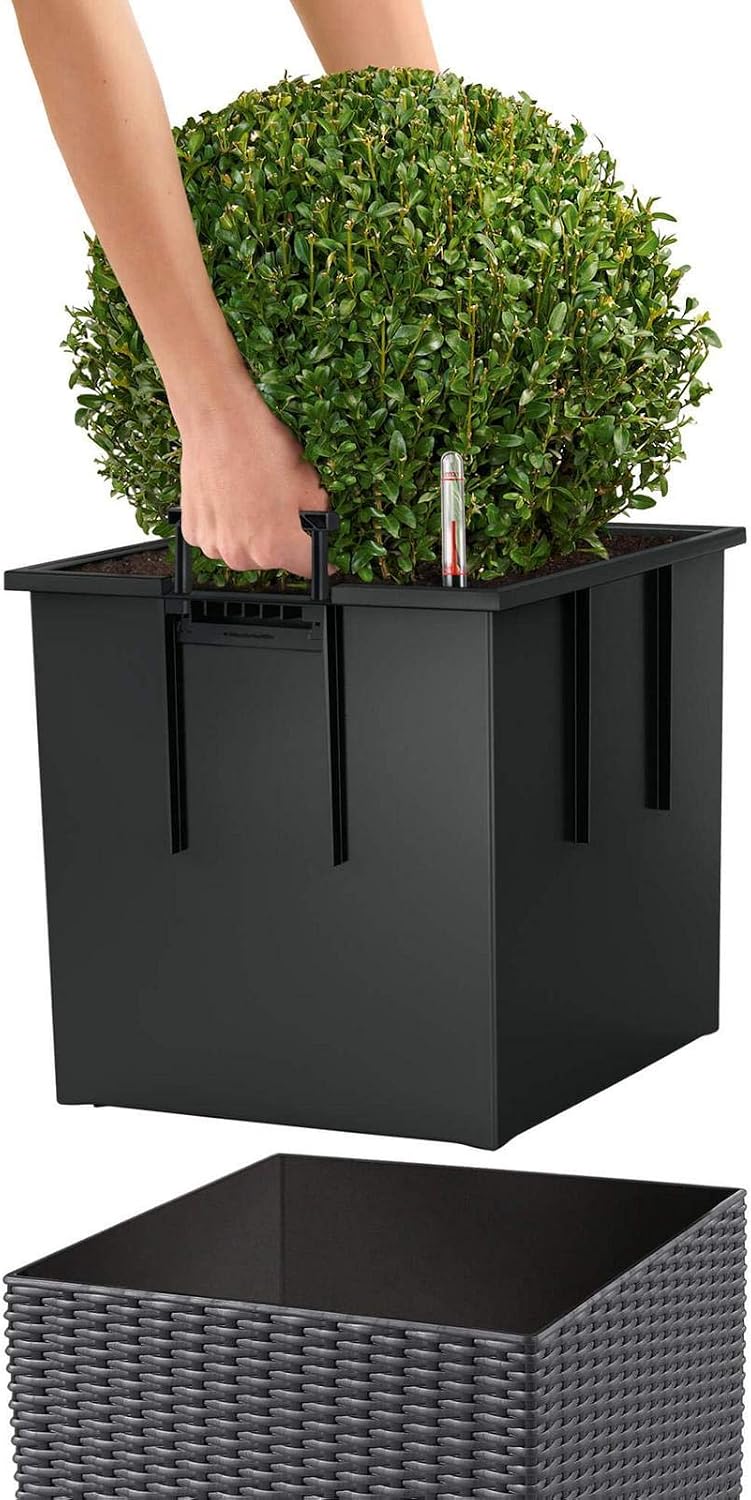 Detalle 2 de Lechuza CUBE Cottage 40 granito vaso irrigazione