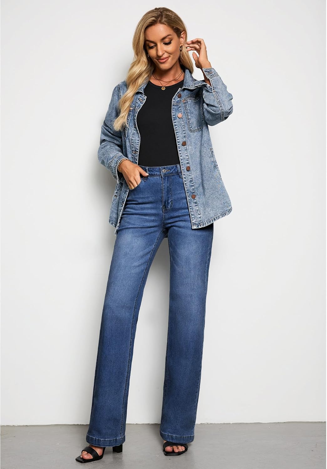 Thumbnail 5 de GRAPENT Women's Wide Leg High Waist Denim Jeans