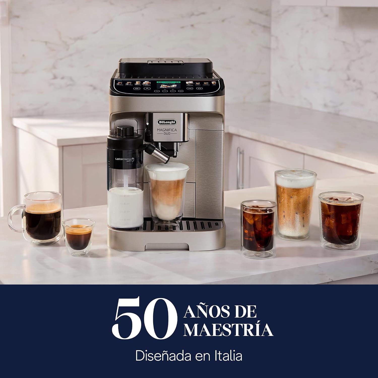 Detalle de De'Longhi Magnifica Duo Automatic Espresso Machine, 20 Recipes, Built-In Grinder