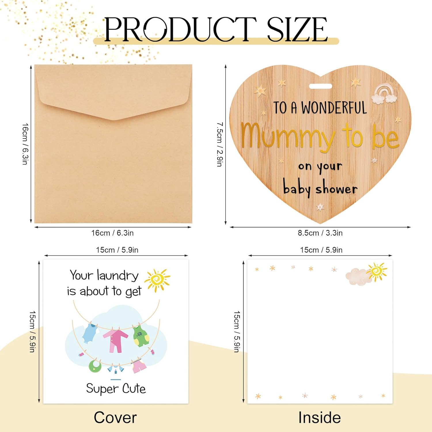 Thumbnail 2 de Welsky Baby Shower Card with Envelope and Heart Wooden Plaque