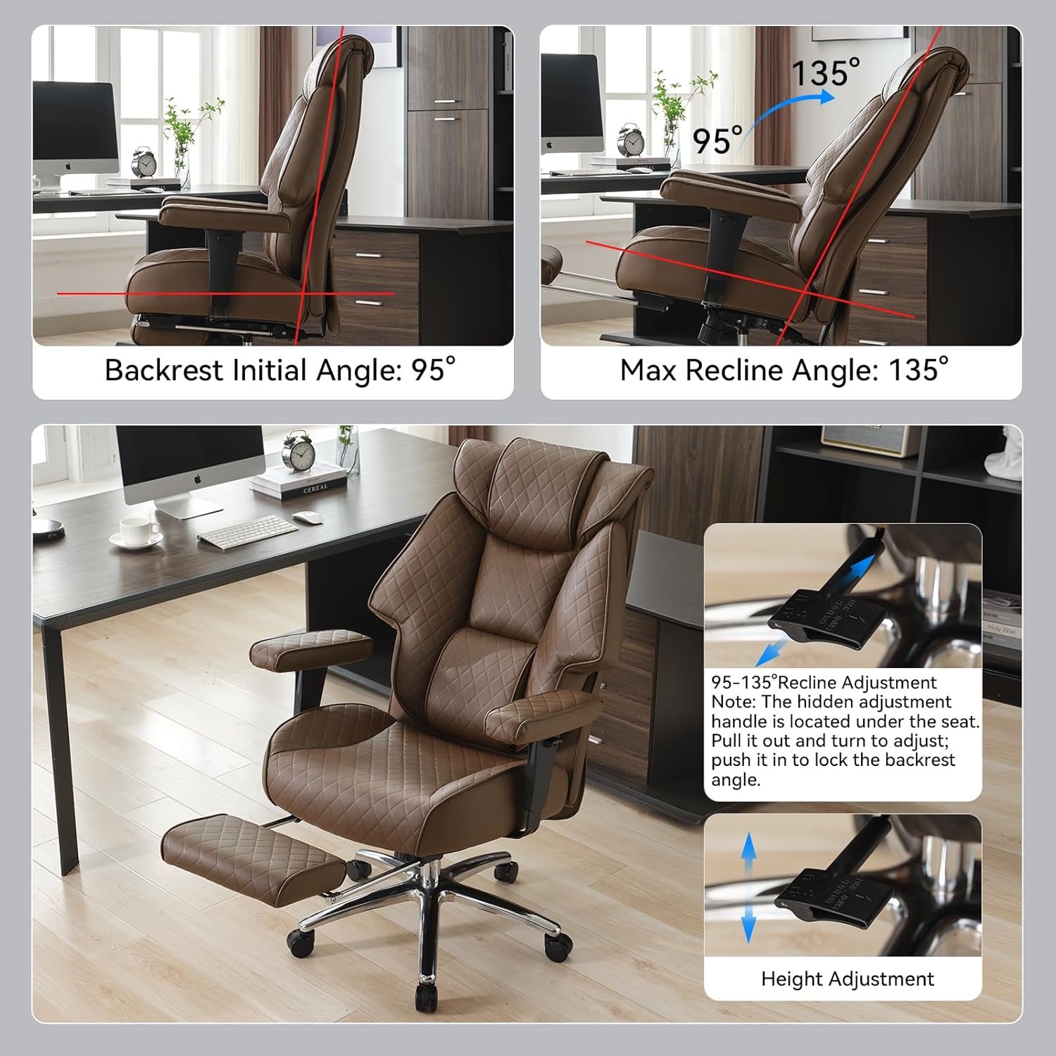 Thumbnail 5 de EXCEBET Big and Tall Office Chair with Footrest ⚙