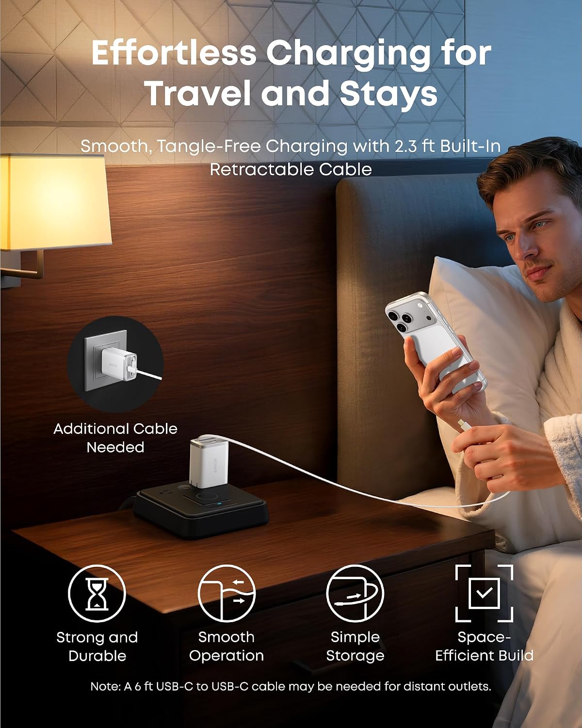 Detalle 1 de Anker Nano A2658 35W USB-C Charger with Retractable Cable and Dual Ports
