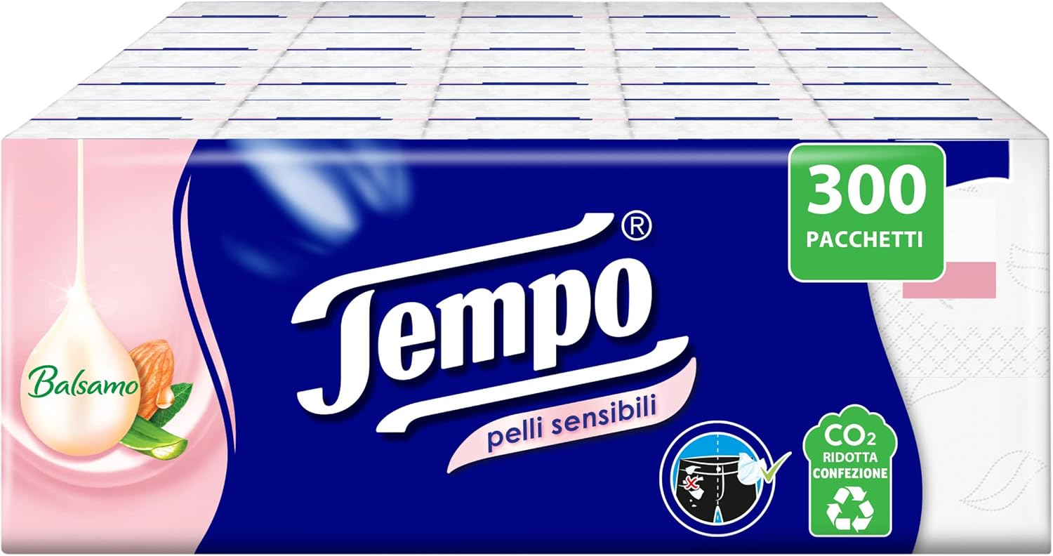 Detalle 2 de Tempo Fazzoletti Tascabili 4 Veli, 144 Pacchetti da 9: morbidezza e resistenza in un formato pratico