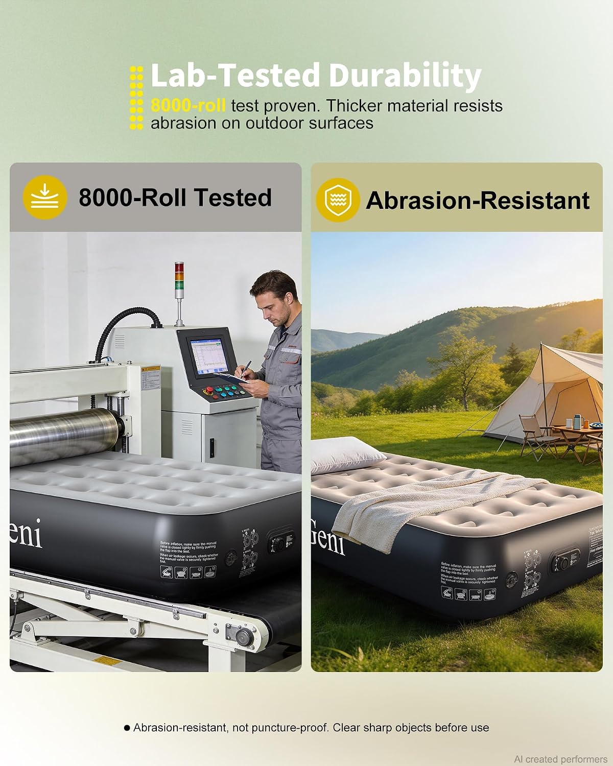 Detalle de OhGeni AMH5 Twin Air Mattress, 13-Inch Raised Bed with Built-In Pump