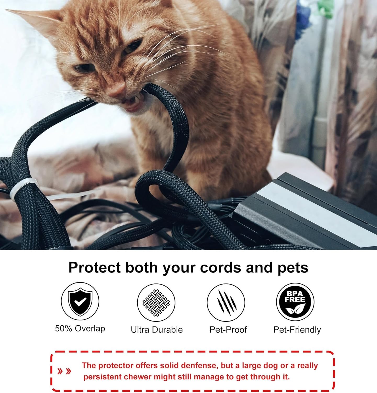 Detalle de Secbolt Pet-No-Chew Cord Protectors (10ft, 1/2 in) — Bite-Resistant Cable Covers