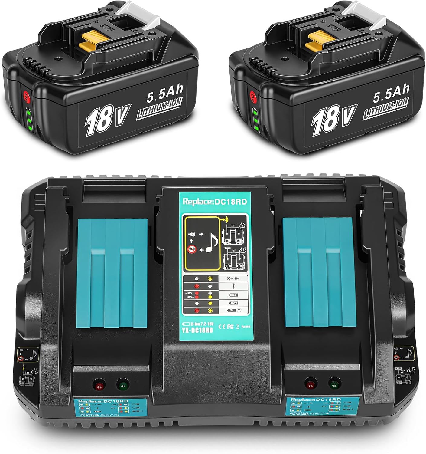 REACELL 2x 5500mAh 18V Ersatzakku für Makita