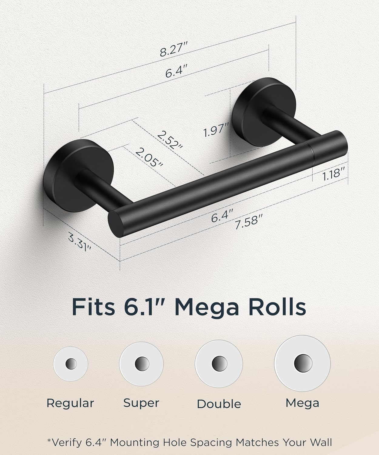 Detalle de FORIOUS Wall-Mount Toilet Paper Holder, Matte Black