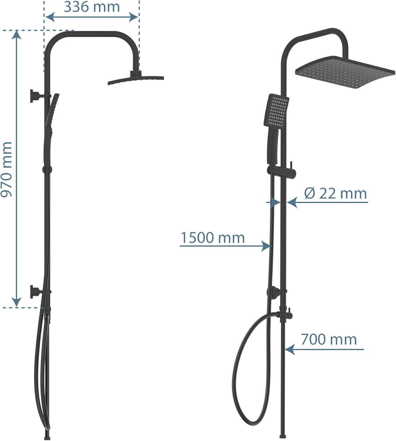 Thumbnail 2 de SCHÜTTE Kit de douche Malorca - Colonne assortie douche pluie et douchette 3 jets, barre réglable en hauteur