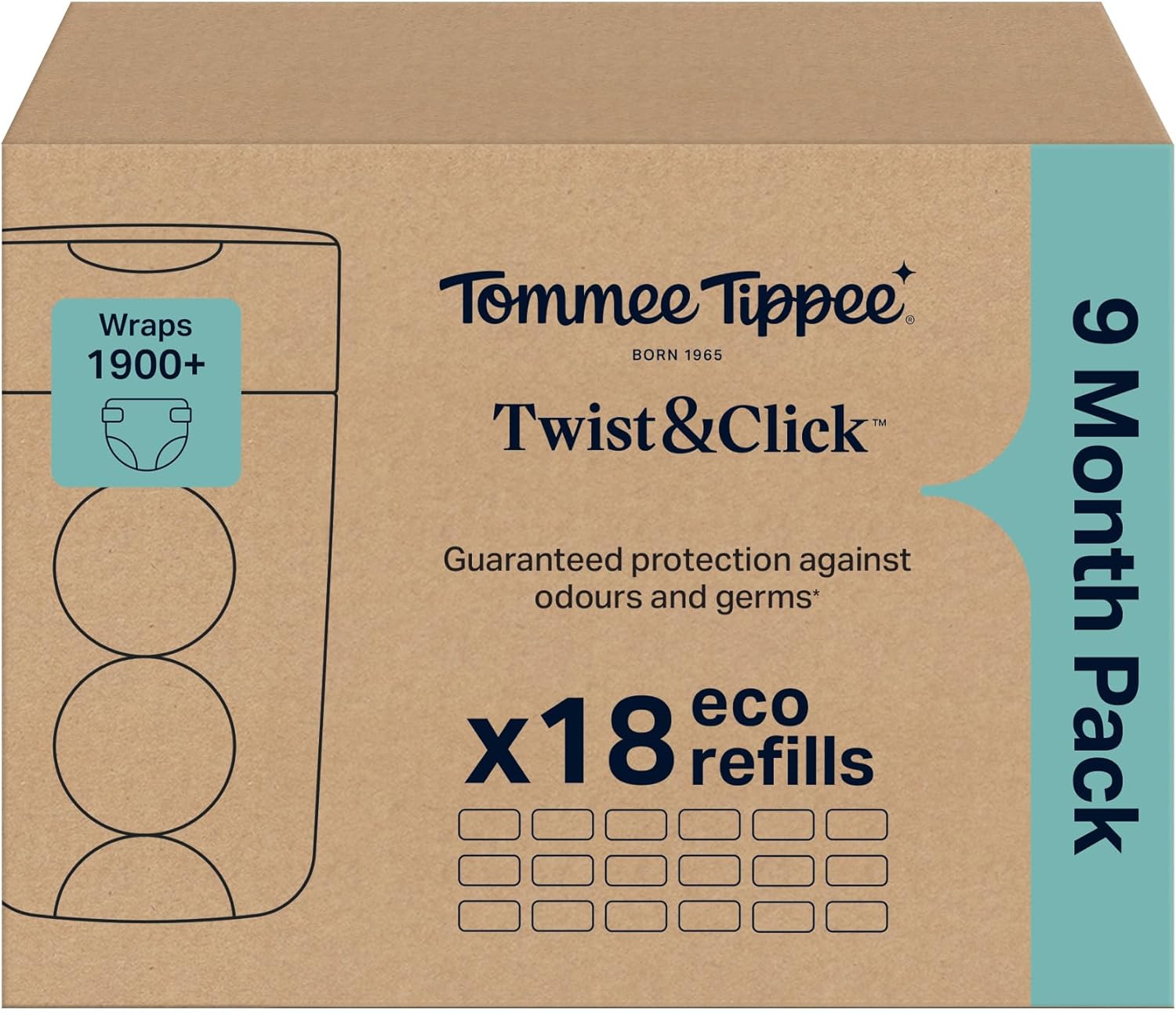 Thumbnail 1 de Tommee Tippee Twist & Click Nappy Bin Refills 18-pack