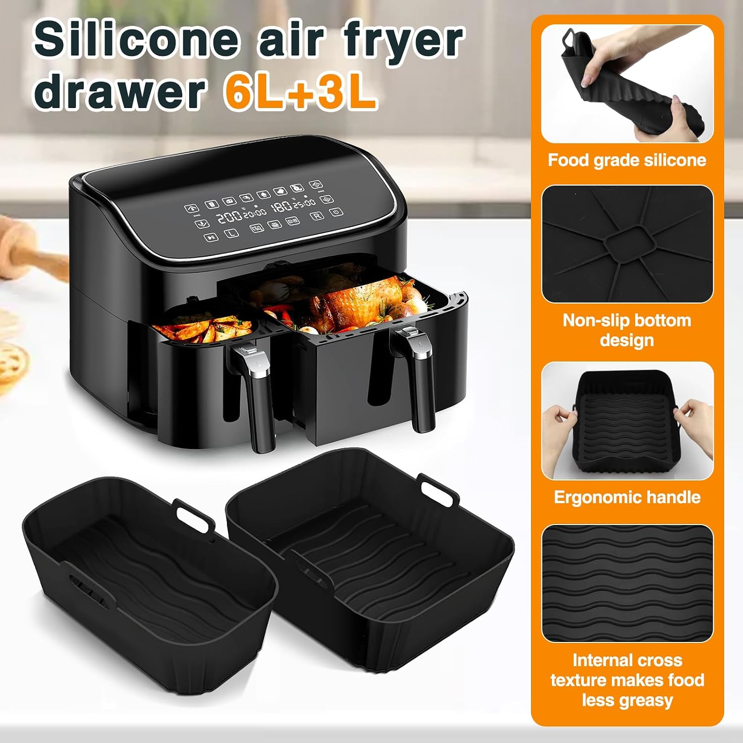 Detalle 2 de lompyeu ZGPJ28PC accessoireset voor dubbele heteluchtfriteuse, 28 stuks