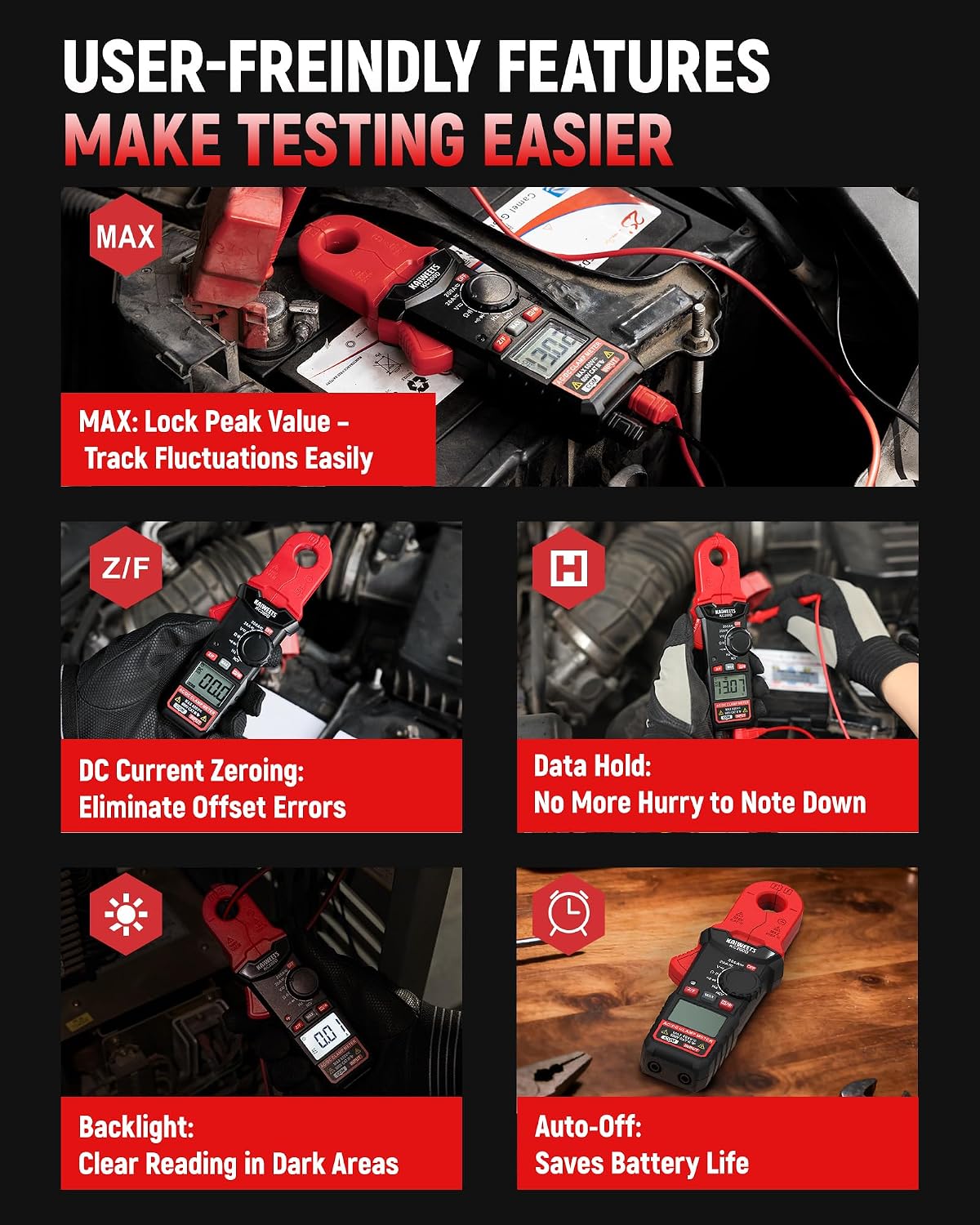 Thumbnail 6 de KAIWEETS Digital Clamp Meter with Round Jaw TRMS: Accurate AC/DC Testing in a Compact One-Handed Design