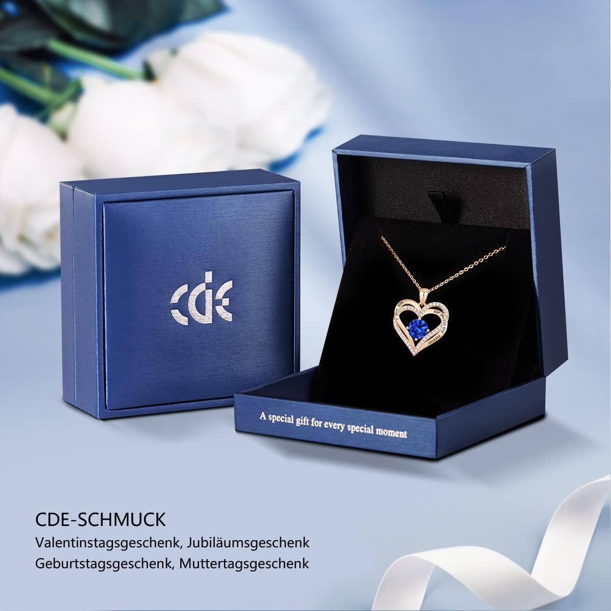Thumbnail 4 de CDE Kette Damen 925 Sterling Silber Herz 12 Steine