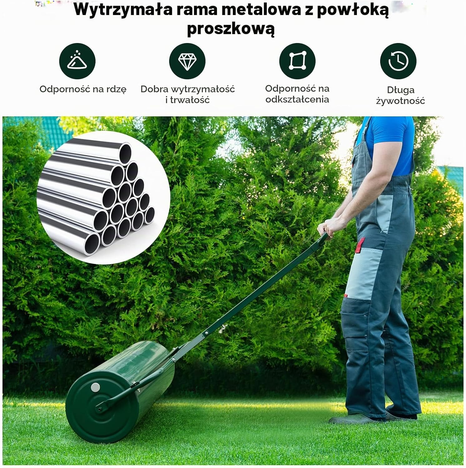 Thumbnail 6 de FANTASK 4008GNGT-2-VC – metalowy walec do trawy 63 l, średnica 30 cm