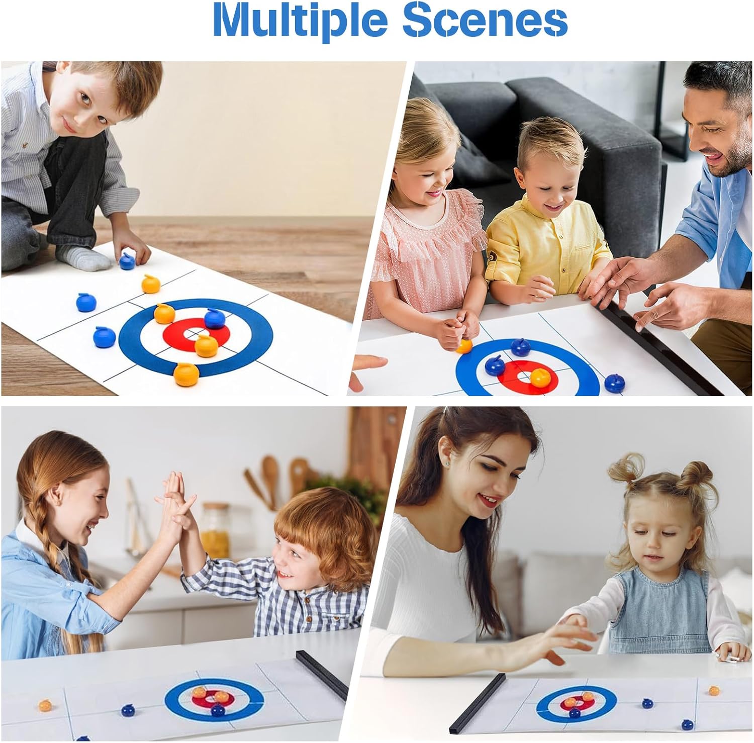 Detalle de MEETOZ Tabletop Curling Game (portable team board game) with 16 curling stones
