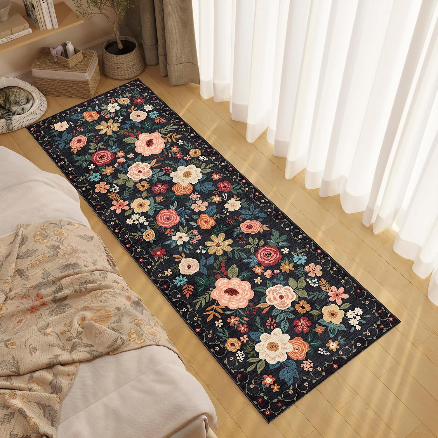 Thumbnail 2 de DUKINO 2x6 Vintage Floral Runner Rug — Soft, Washable, Non-Slip Backing for Hallways and More