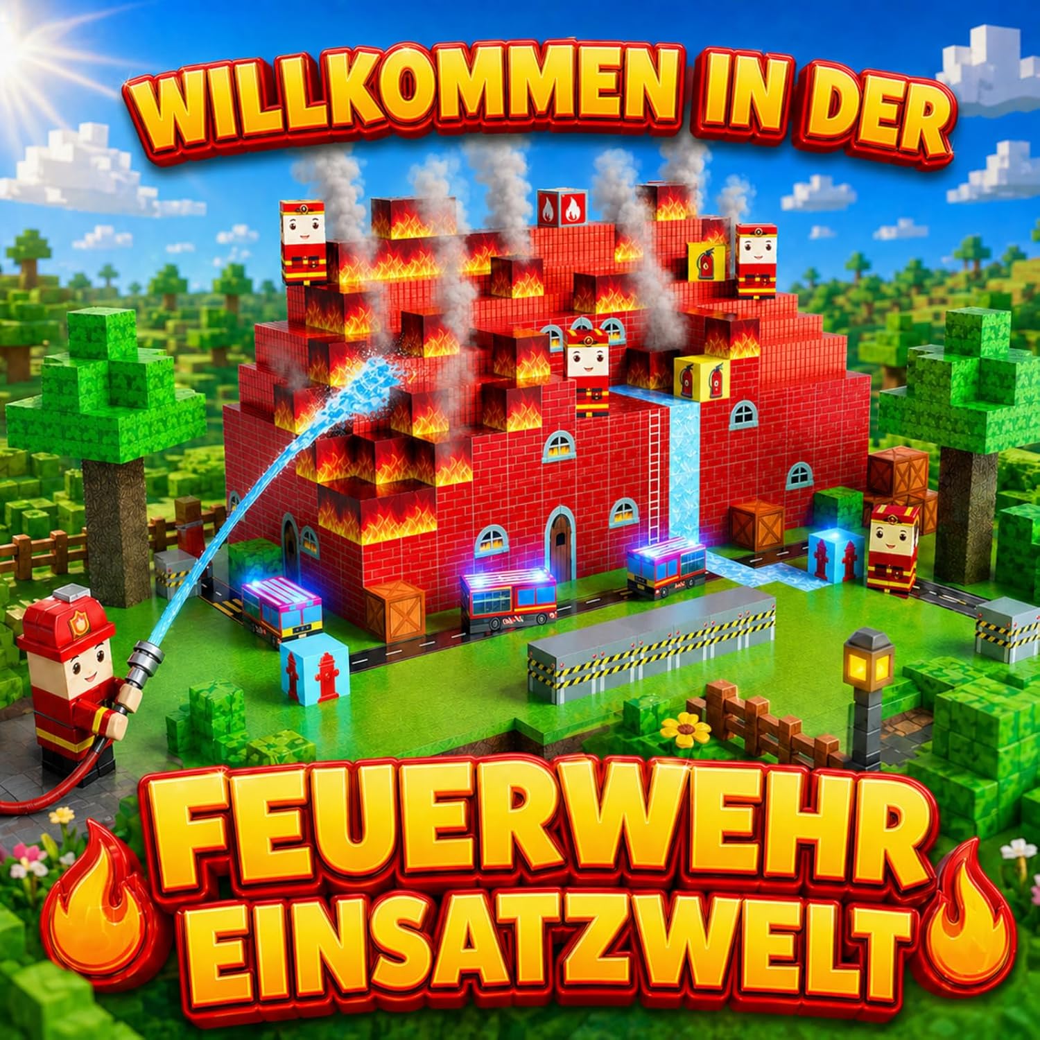 Detalle de Magnetische Bausteine Feuerwehr – 80 Teile