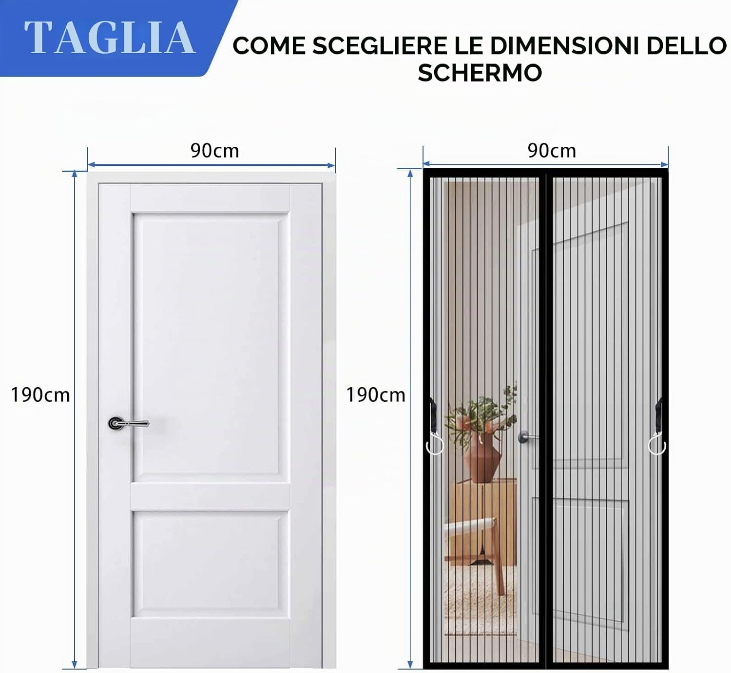 Thumbnail 1 de JIANJIAO Zanzariera Magnetica per Porte 90x190 cm – chiusura automatica, ventilata e resistente al vento