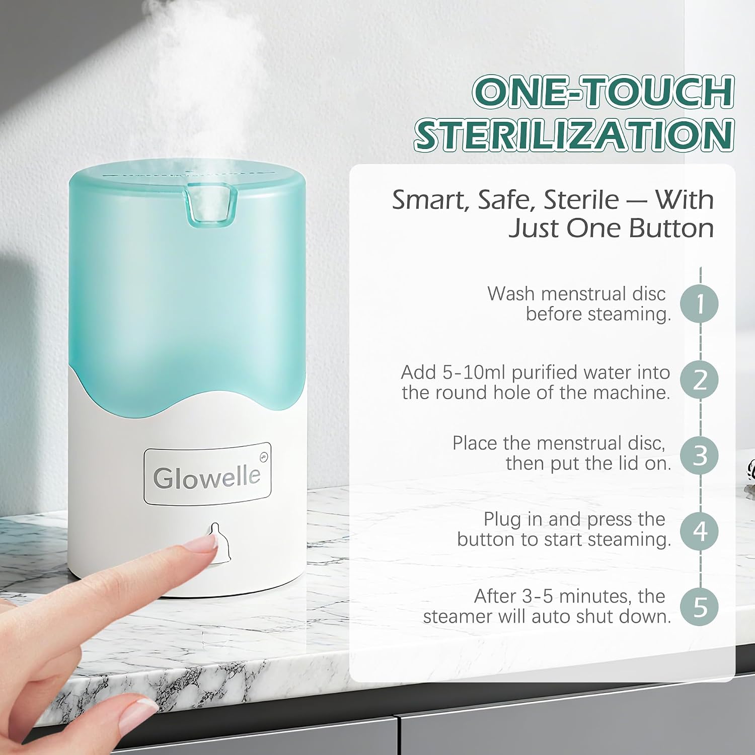 Thumbnail 6 de GLOWELLE Set Disco Mestruale e Sterilizzatore: Disco Riutilizzabili + Sterilizzatore Compatto