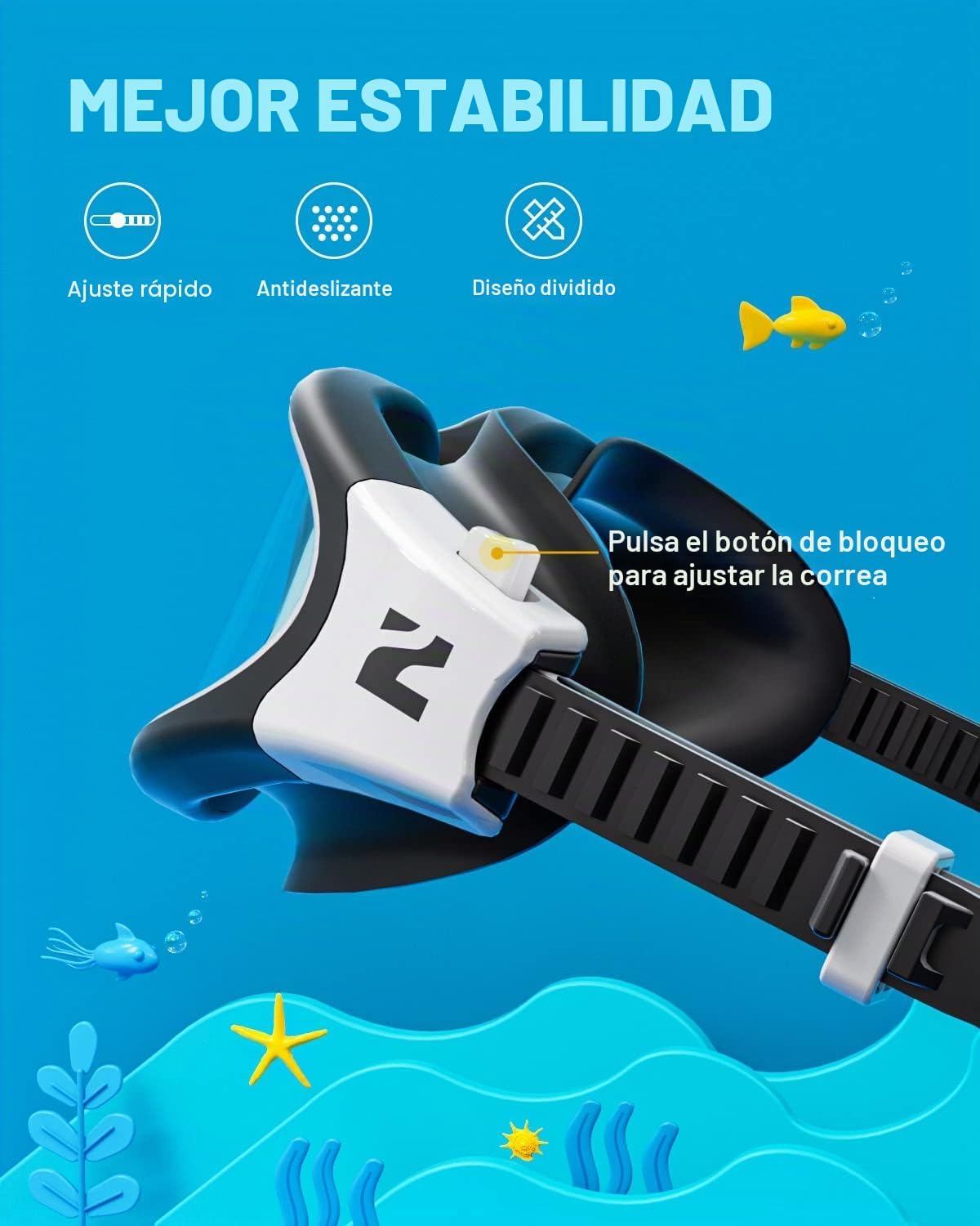 Detalle de ZIONOR G1MINI: gafas de natación para niños (6–14 años), comodidad y antivaho para jóvenes nadadores