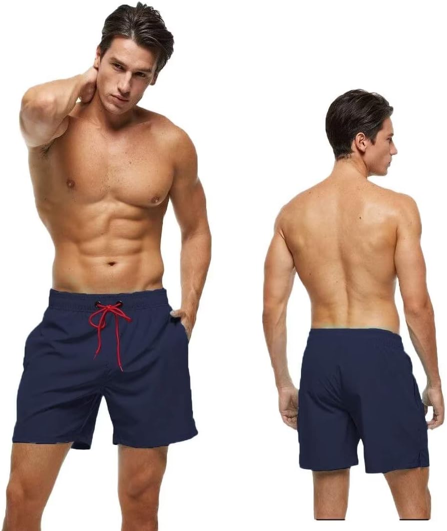 Detalle de YuKaiChen Men’s Swim Shorts: Quick-Dry Board Shorts with Zipper Pockets