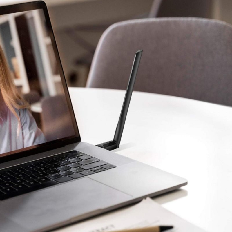 Detalle de Adaptador USB Wi‑Fi TP-Link AX1800 High Gain Wi‑Fi 6 Doble Banda Externo PC Negro