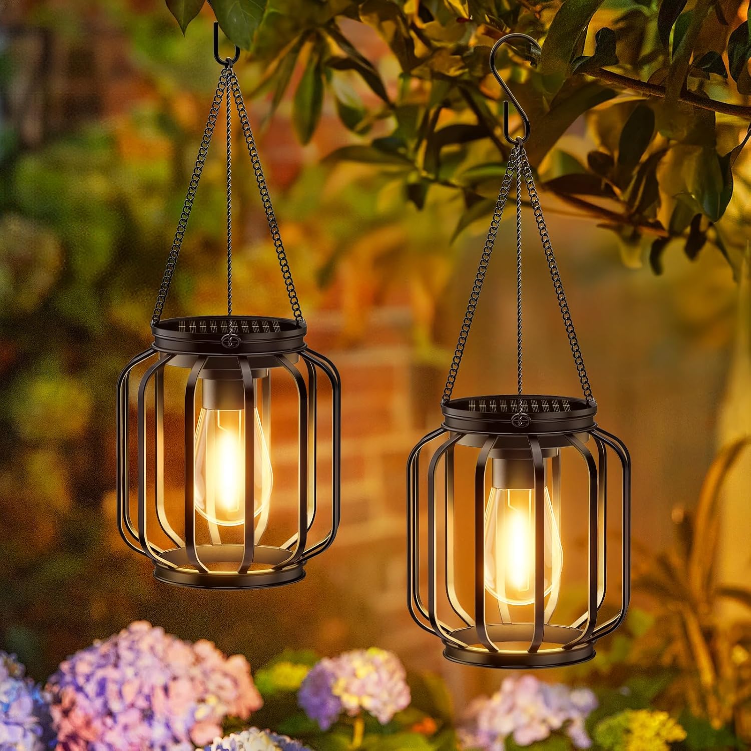 Detalle de KOOPER TLL002-lantern Solar Hanging Lanterns, 2-Pack Metal Warm White LED