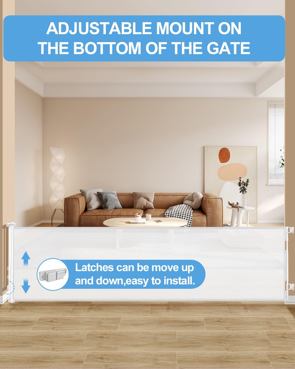 Thumbnail 4 de Lexixi ibao Retractable Mesh Baby & Dog Gate (86cm tall, extends up to 300cm wide) – White