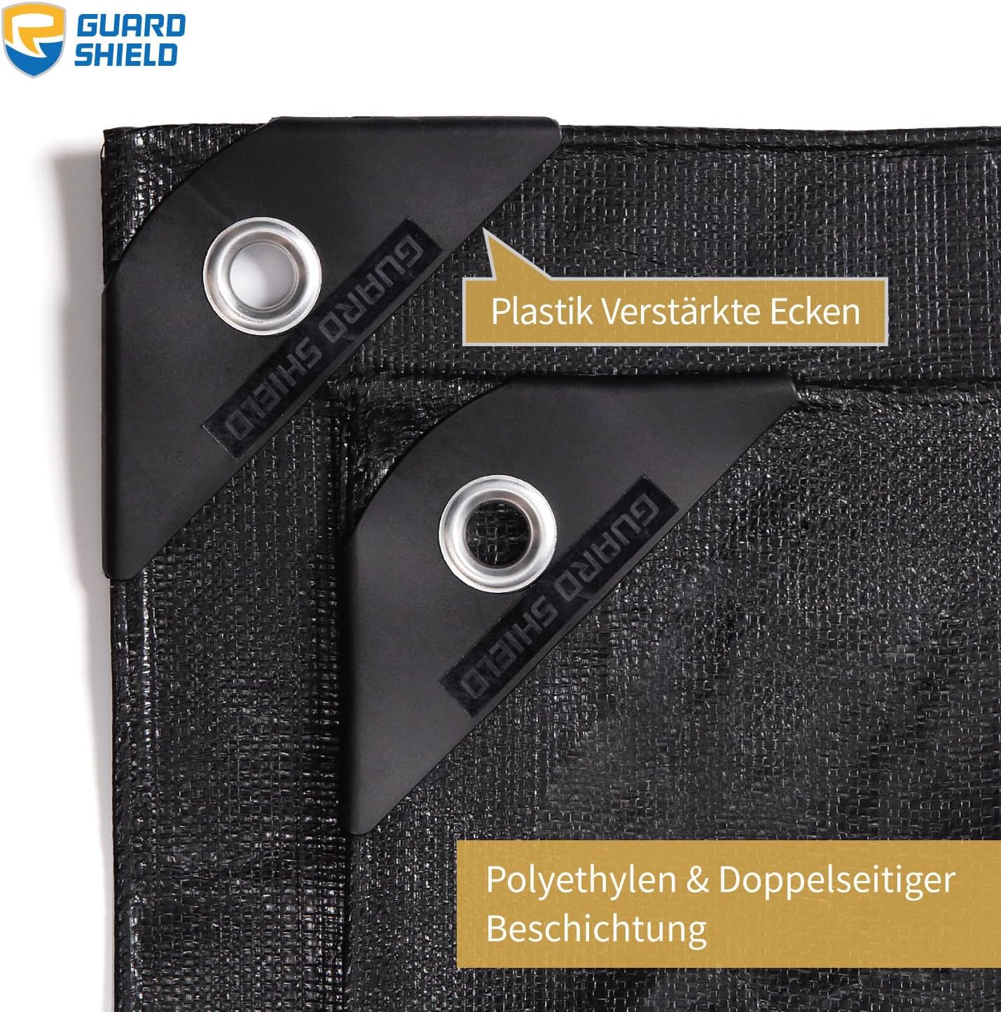 Detalle 2 de GUARD SHIELD Abdeckplane mit Ösen 5 m x 5 m – wasserdicht, strapazierfähig, UV-stabilisiert