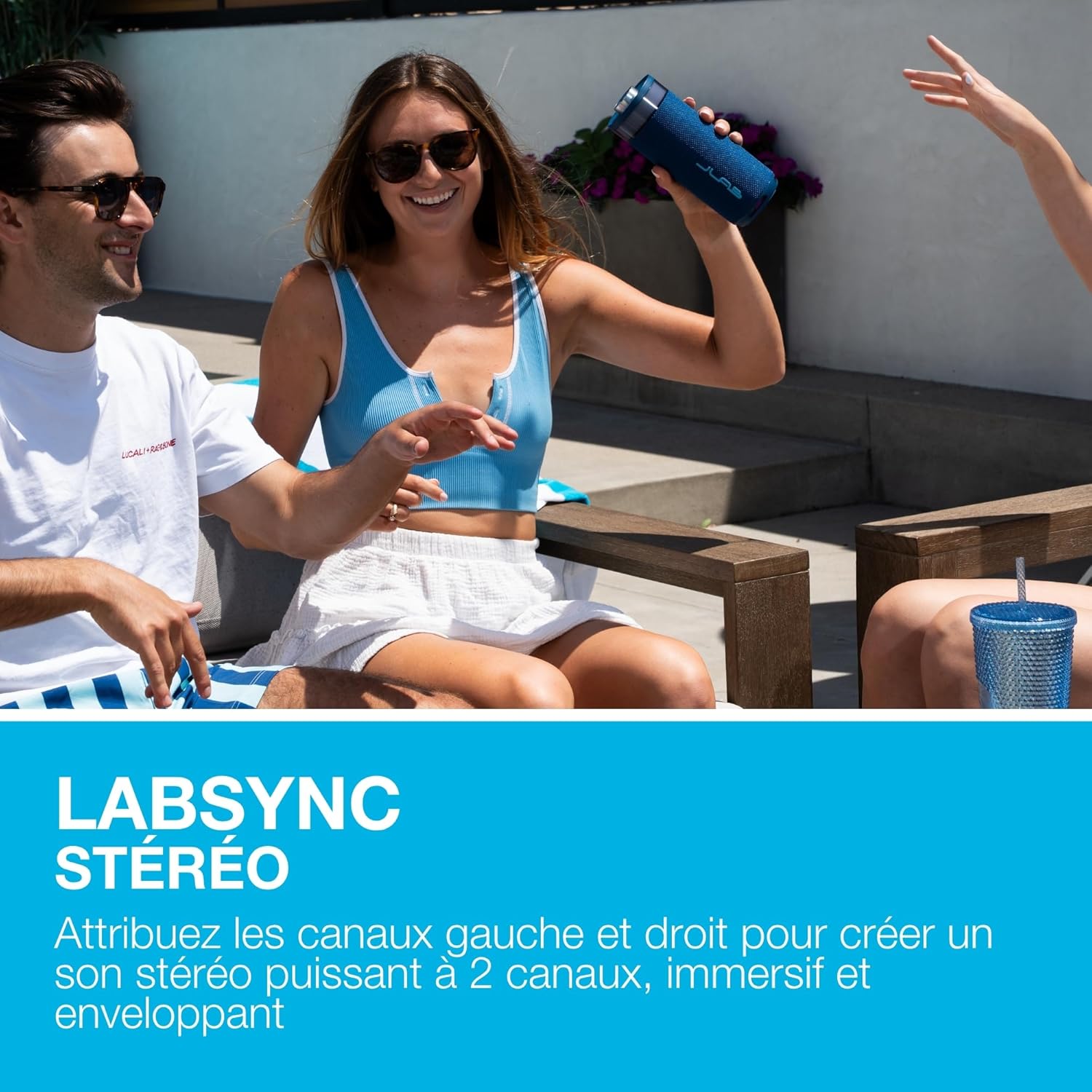 Thumbnail 4 de JLab Go Party enceinte Bluetooth portable 10W avec autonomie jusqu’à 16+ h et lumières RGB (IP56) – Bleu marine