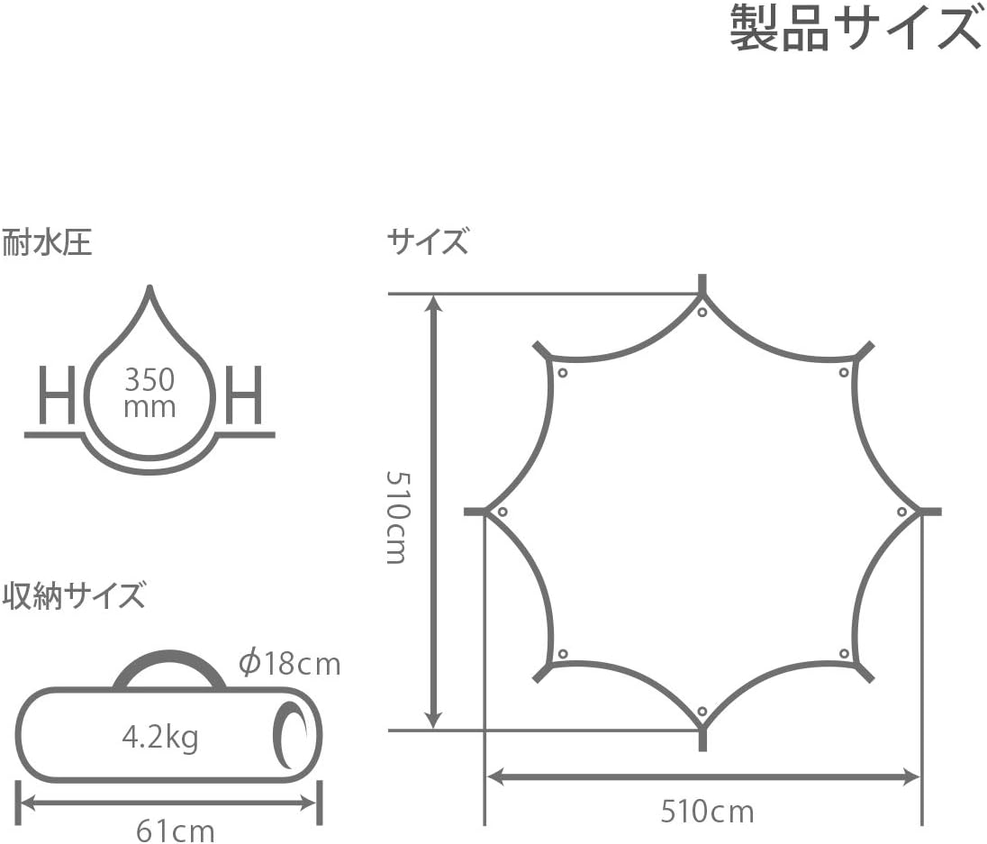Thumbnail 6 de DOD オクラタープ 5.1×5.1m ポリコットン製・張り方自由自在の大型タープ