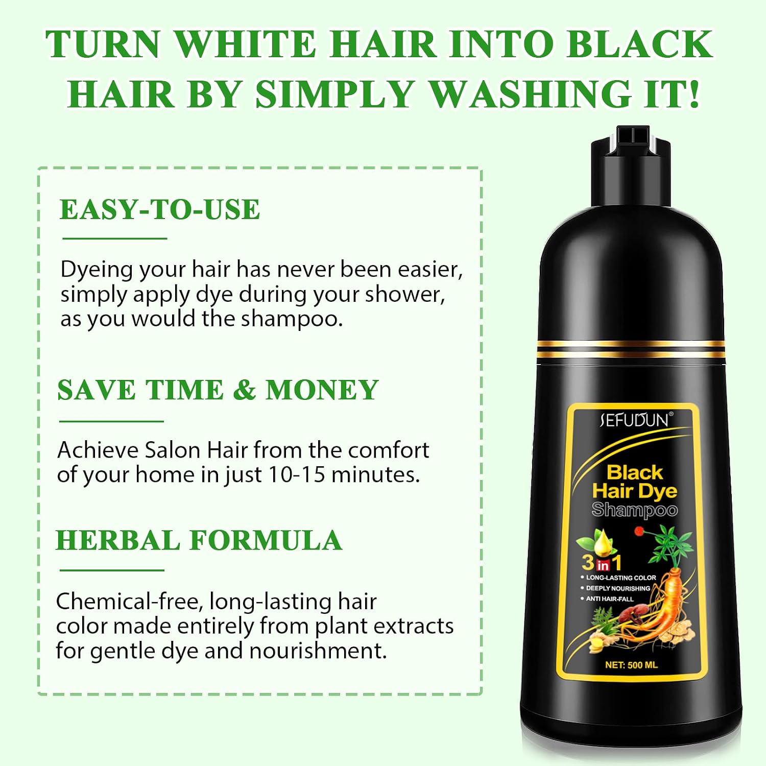 Thumbnail 1 de Shampoo Colorante Nero 3 in 1 500ML – Copertura capelli grigi e colorazione istantanea nero