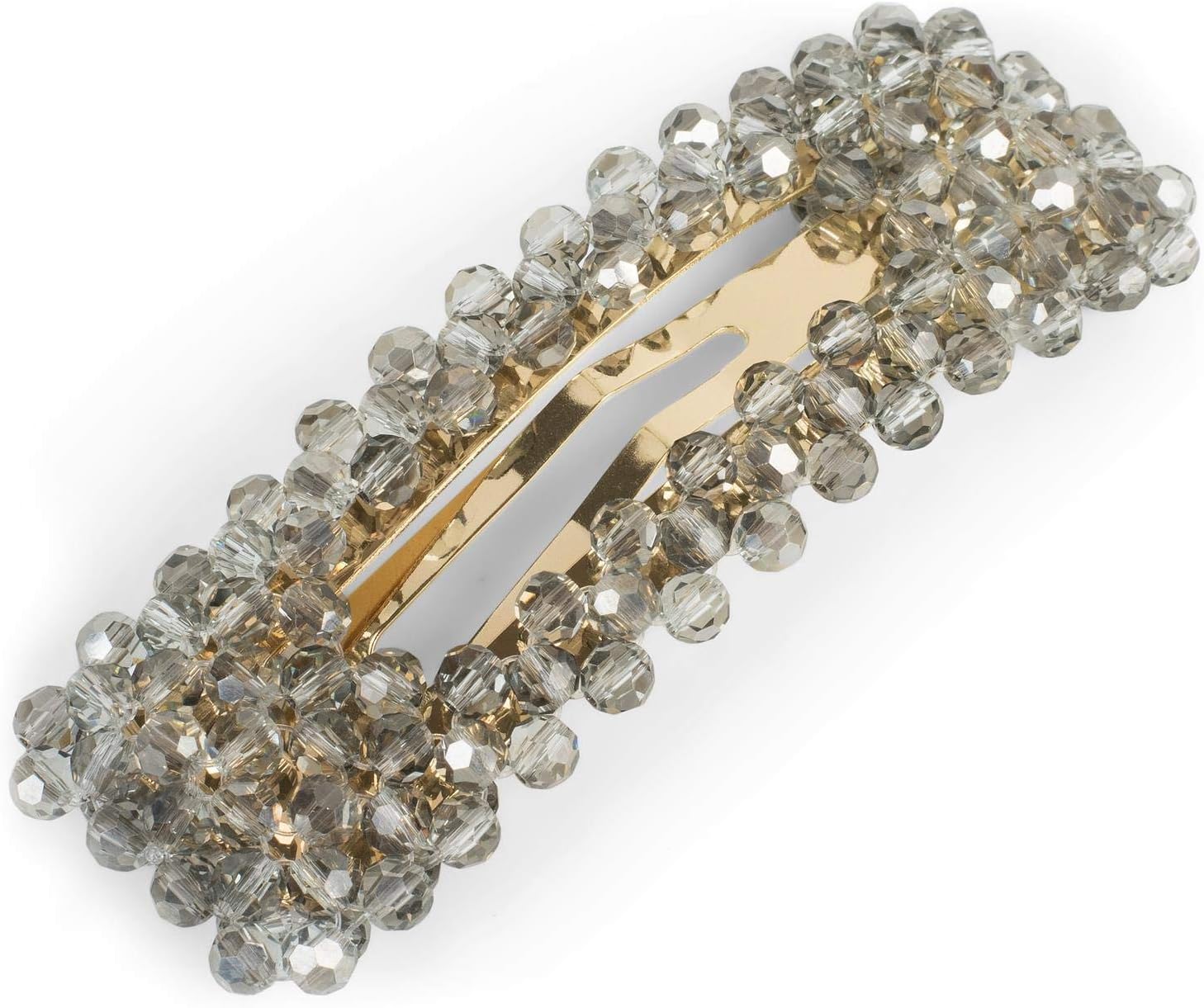 styleBREAKER mollette per capelli con perle in plastica e chiusura a clip, grigio – 8 x 2,7 cm