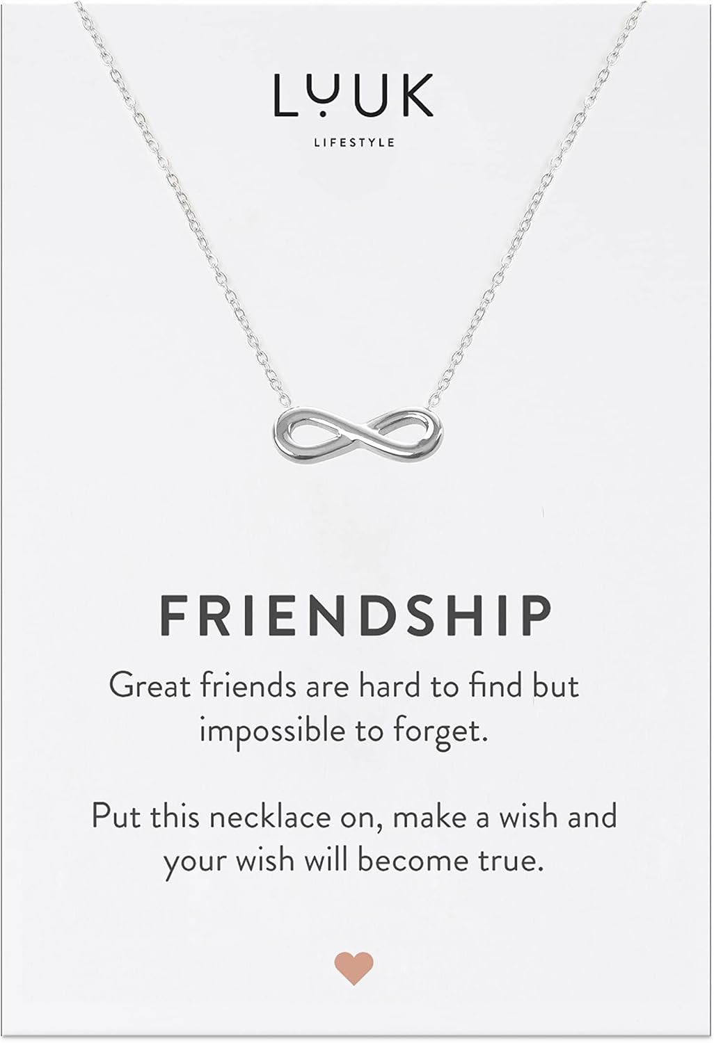 Thumbnail 6 de LUUK LIFESTYLE Collana in acciaio inox con ciondolo Heart Friendship (50 cm) – versione oro, argento o oro rosa