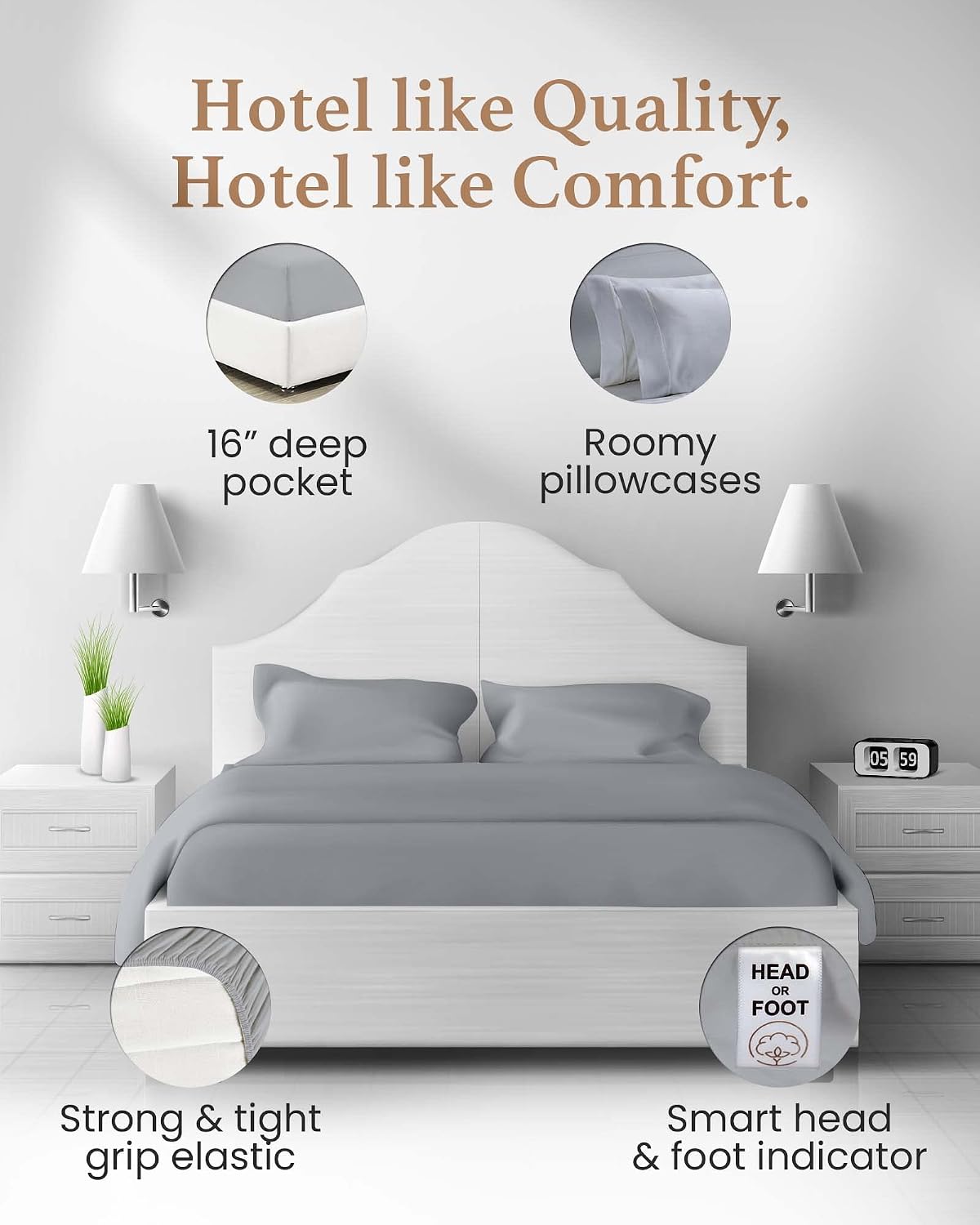 Thumbnail 2 de Good Sleep Bedding King Size Sheets Set 1000 TC
