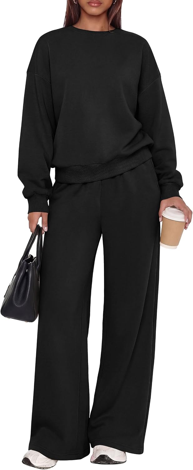 Thumbnail 3 de PRETTYGARDEN Women's Two-Piece Lounge Set with Fleece Interior and Wide-Leg Pants