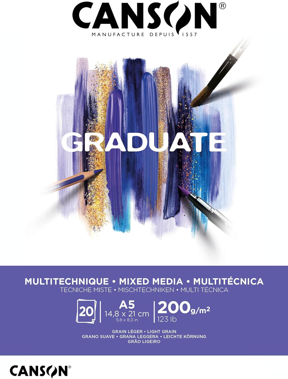 Thumbnail 5 de Bloc Canson Graduate Mixed Media A3 de papier blanc 200 g/m² (20 feuilles)