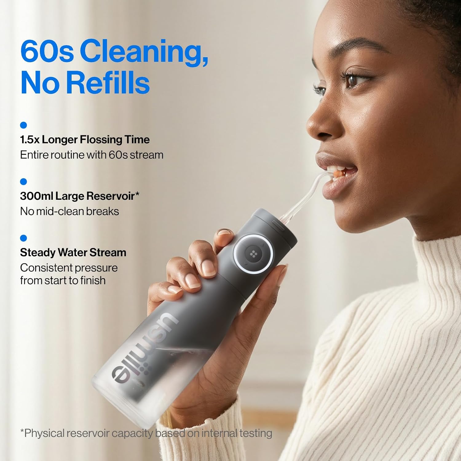 Detalle de usmile C30 Cordless Water Flosser with 300ml Tank
